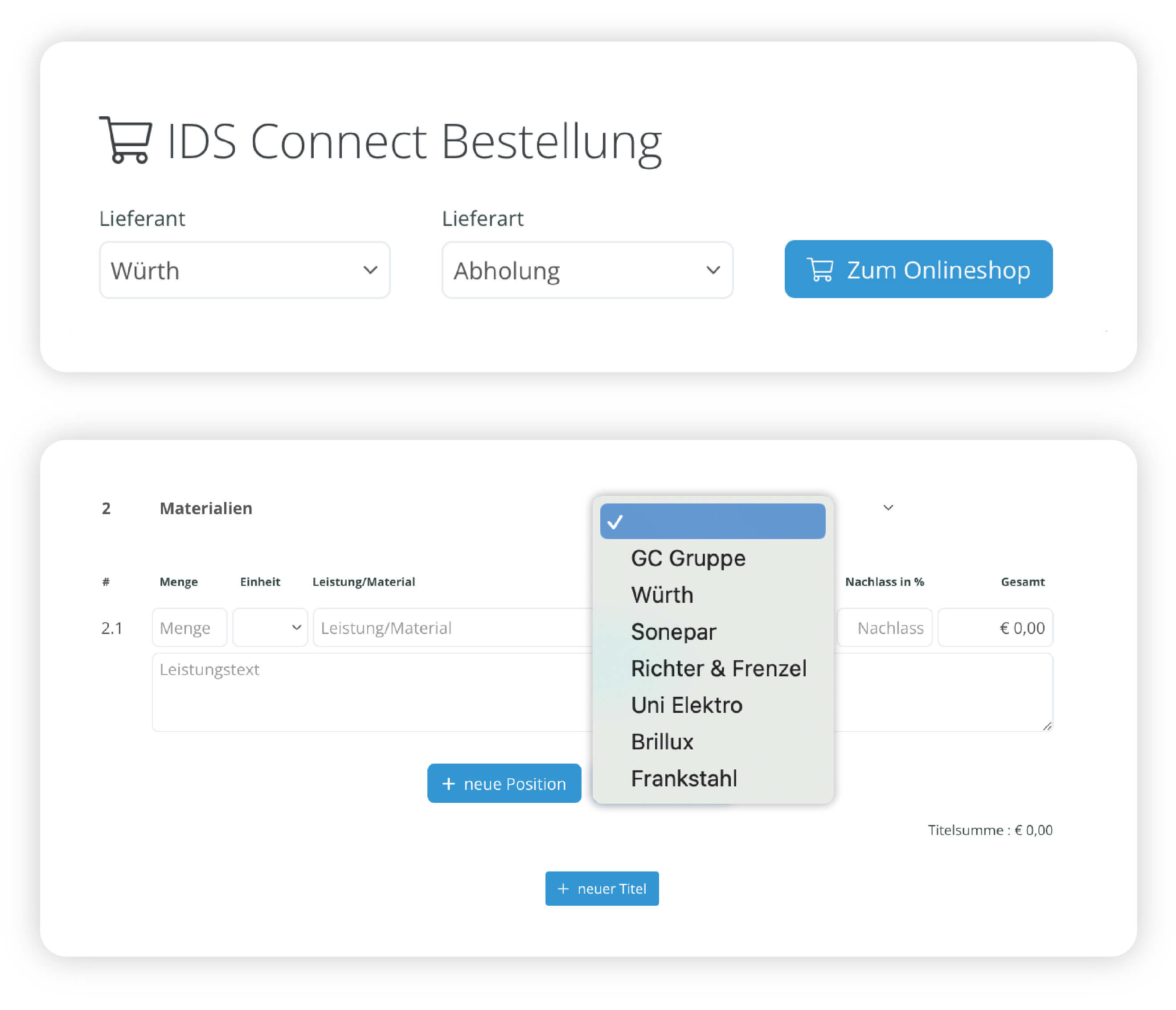 ids-connect Bestellung