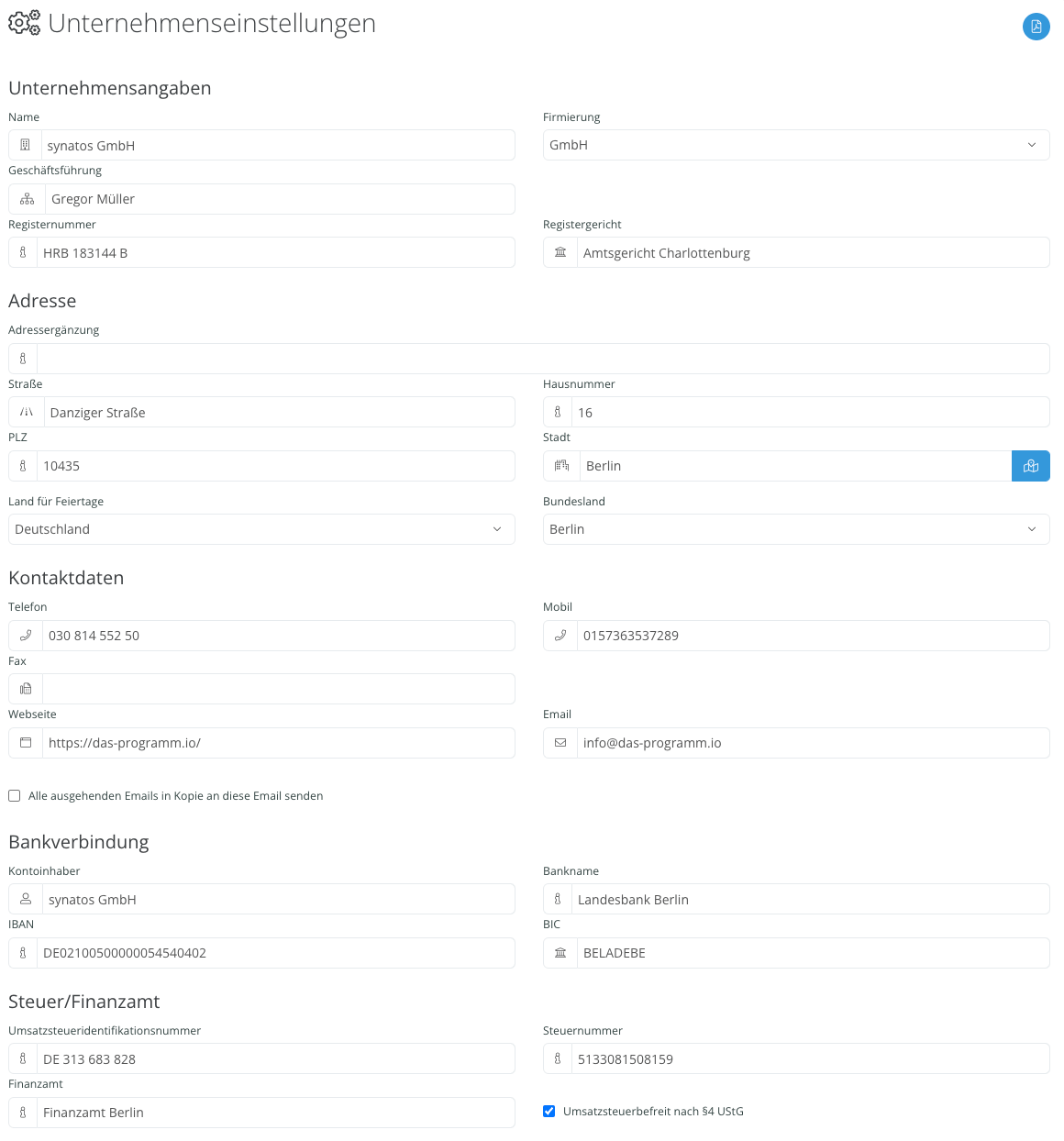 eingangsrechnung-00-unternehmenseinstellungen