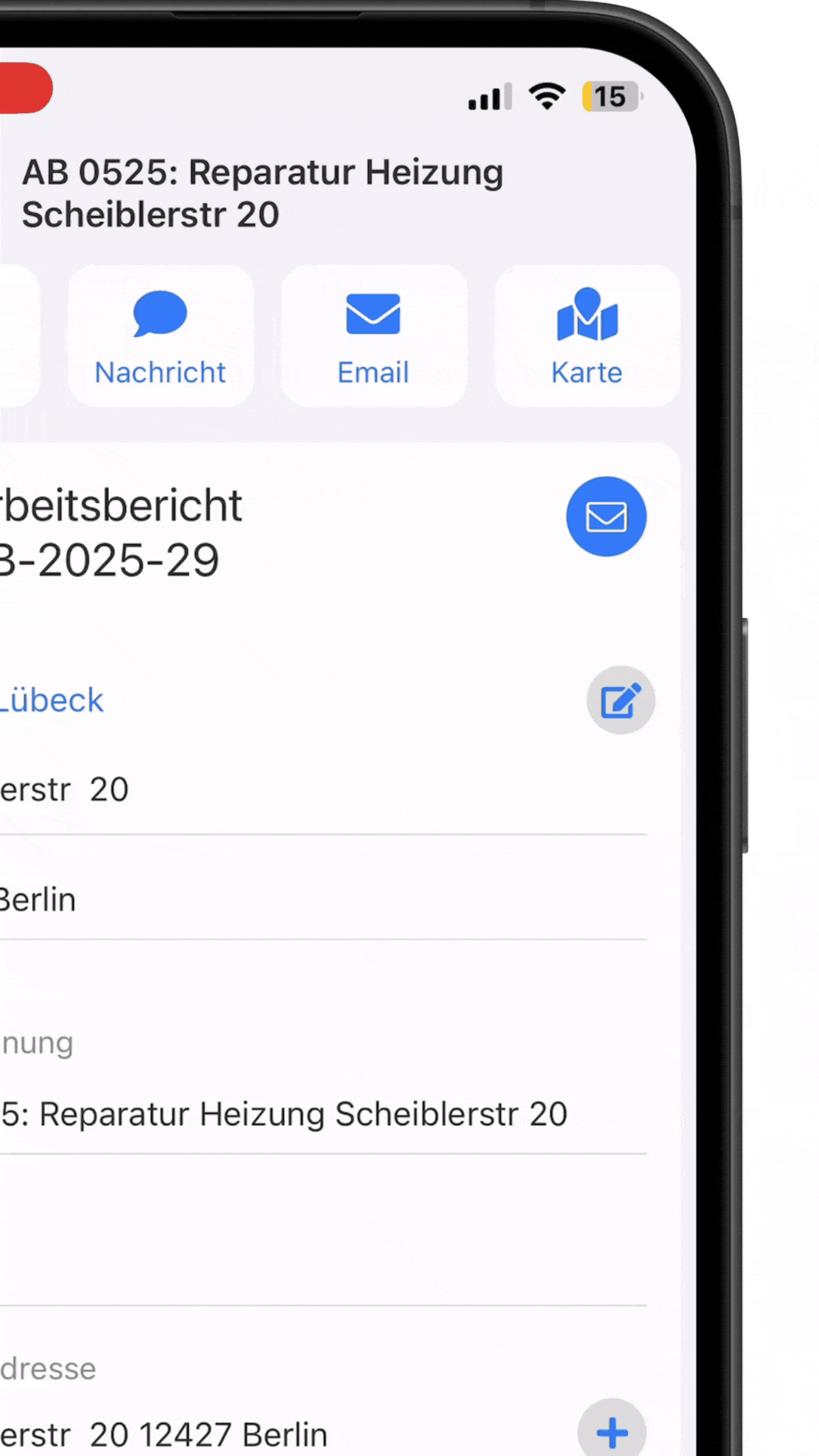 Arbeitsberichte kannst Du ganz einfach mobil aus der App versenden.