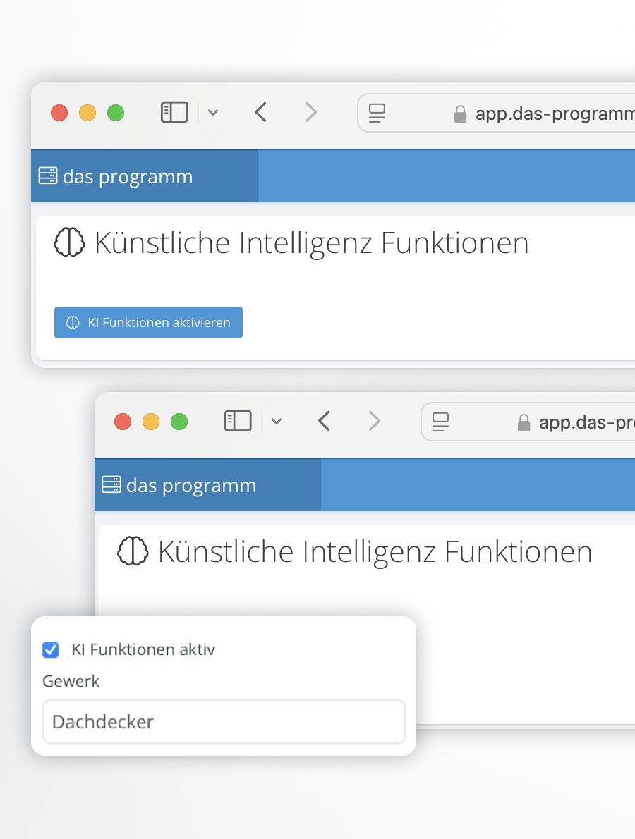 Die Handwerker KI im Programm Pro einfach aktivieren