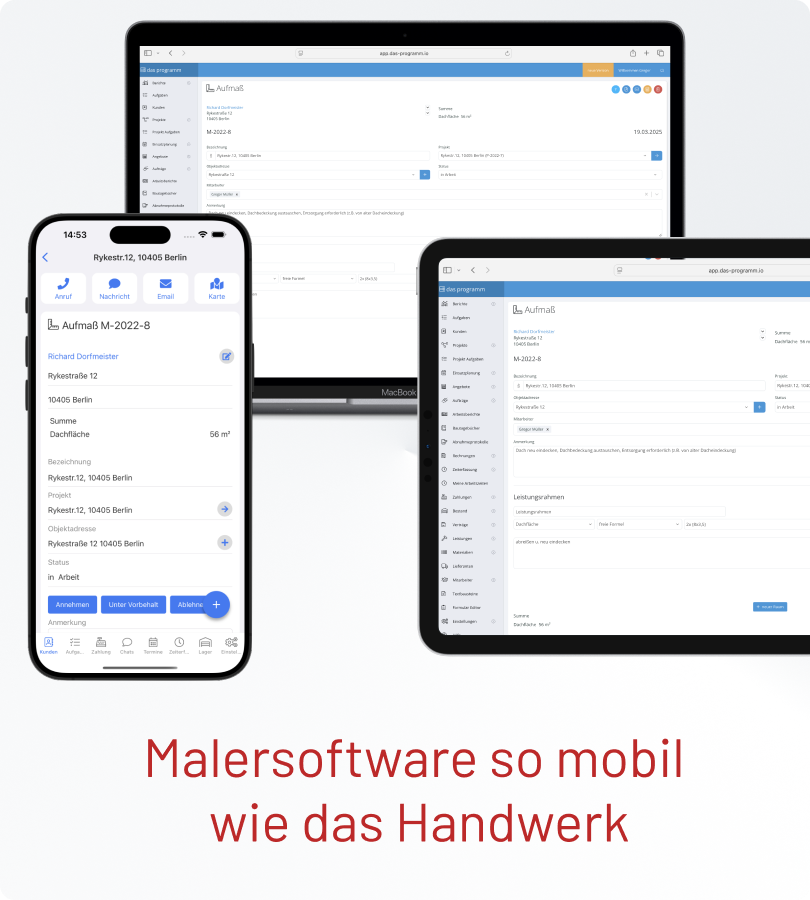 Mobiles und individuelles Aufmaß in deiner Malersoftware