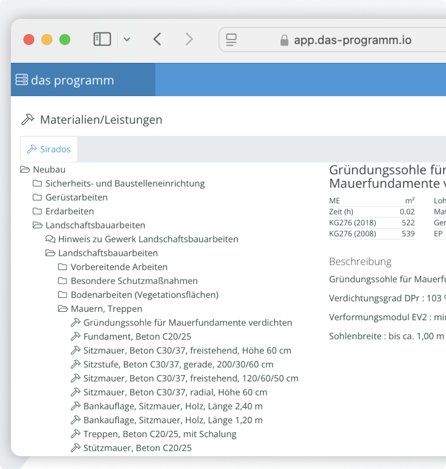 Nutze die SIRADOS Schnittstelle für vorkalkulierte Leistungen zu branchenüblichen Preisen