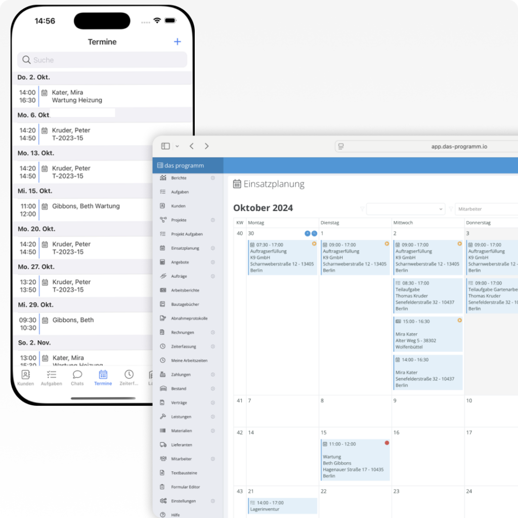 Gebäudereiniger Software mobile Einsatzplanung