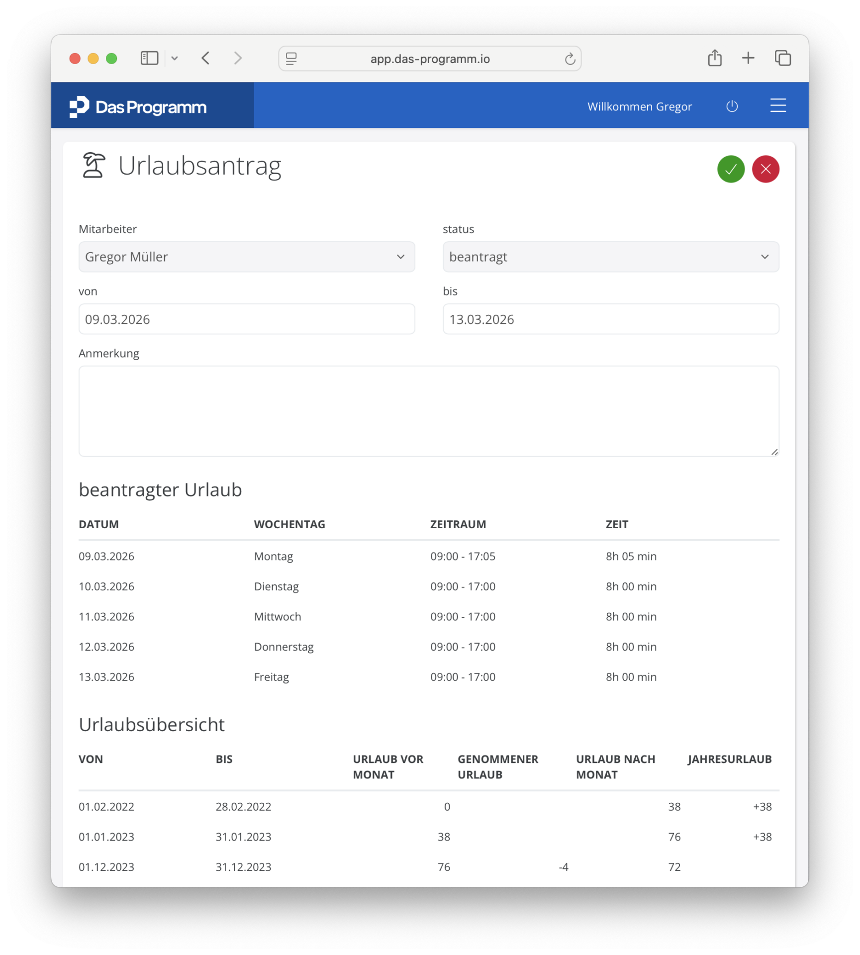 Bestätige den Antrag oder lehne ihn ab mit einem Klick.