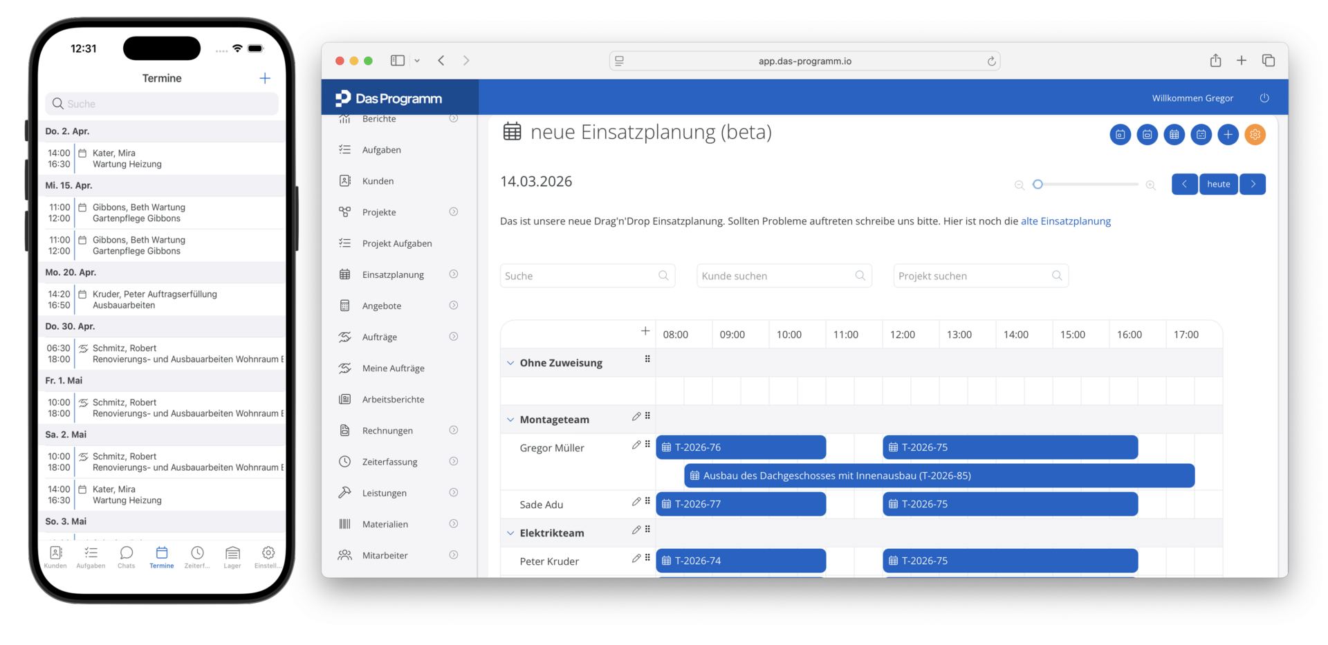 Das Programm Einsatzplanung