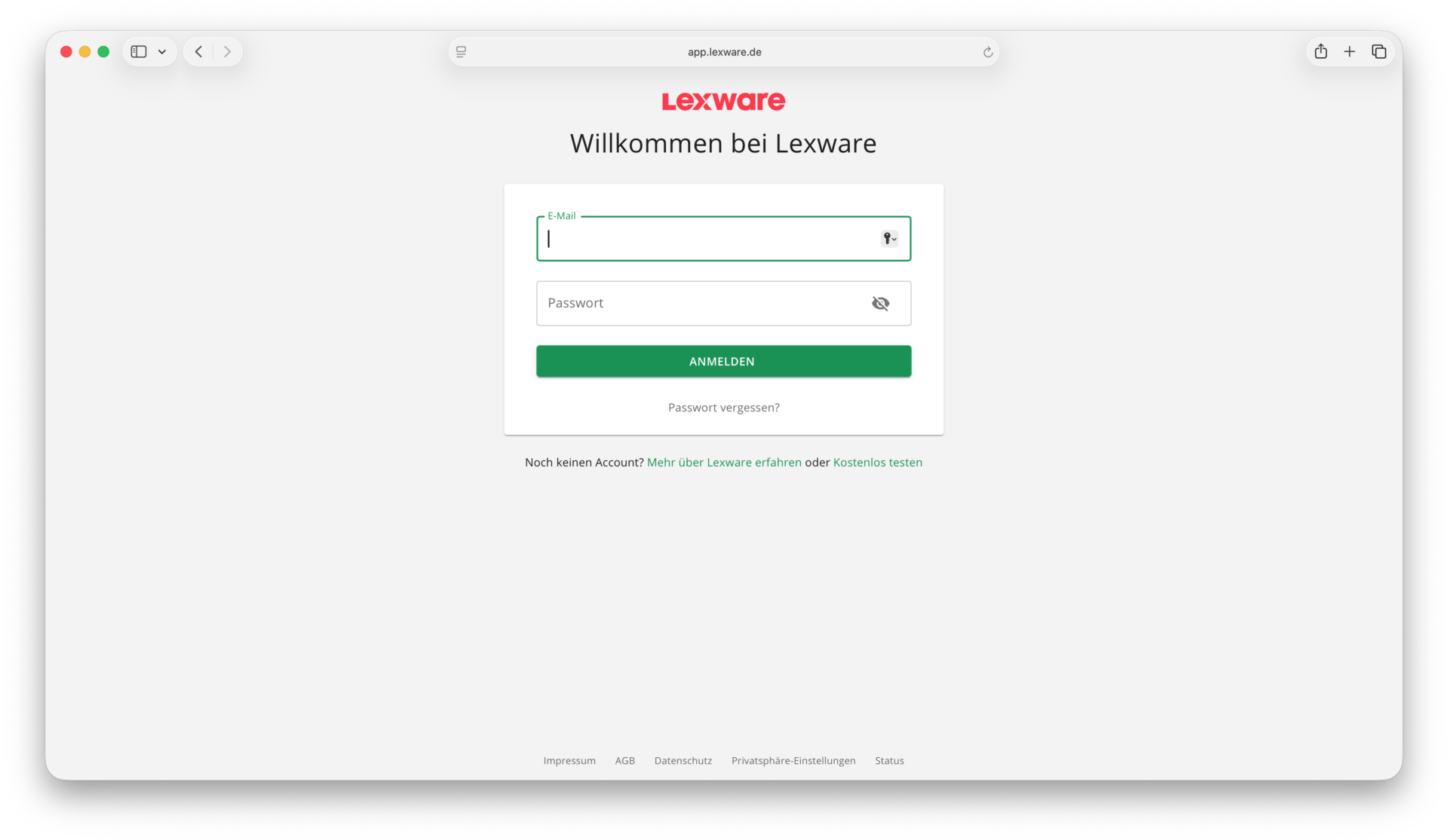 Gebe deine Userdaten ein, um das Programm und Lexware zu verbinden